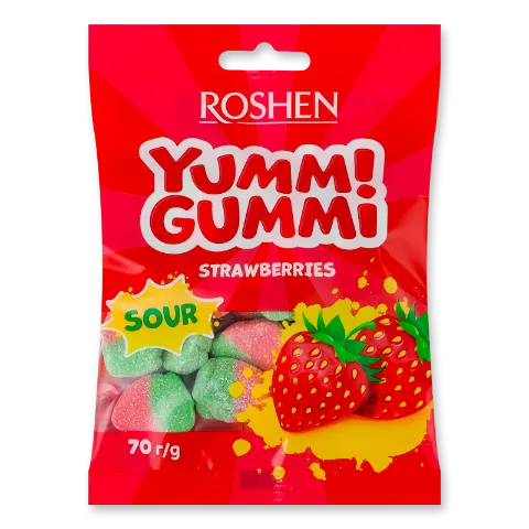 Цукерки Roshen YummiGummi SourStrawberries желейні