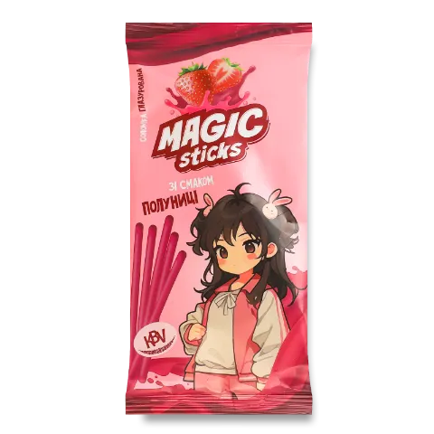 Соломка KBV Magic sticks глазур зі смаком полуниці