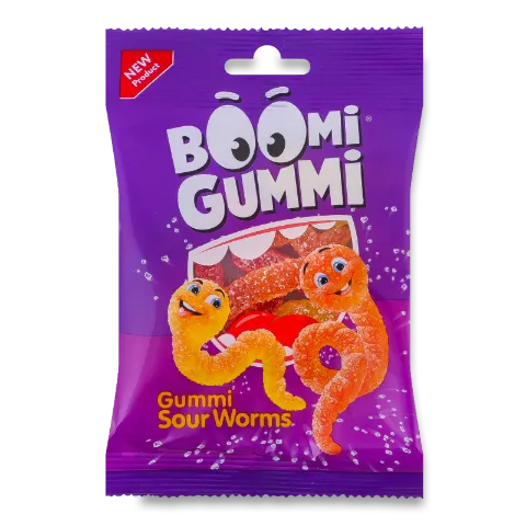Цукерки Boomi Gummi Sour worms желейні