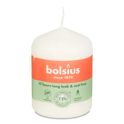 Свічка Bolsius циліндрична хмарно біла 80/58 66902