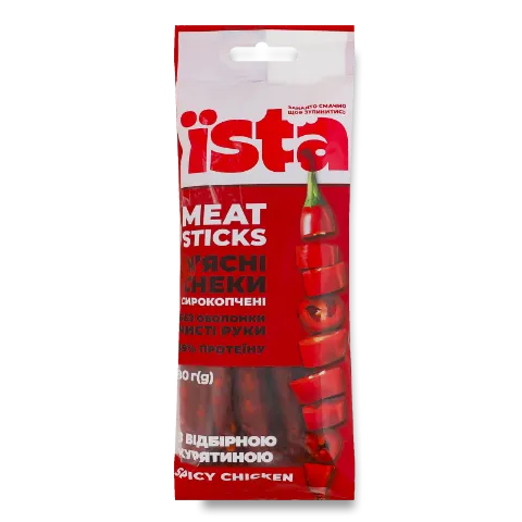 Снеки Їsta Spicy сhicken з м'яса птиці, с/к