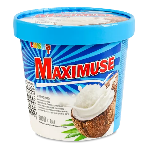 Морозиво Laska Maximuse Кокос крихти глазурі та печива 12%