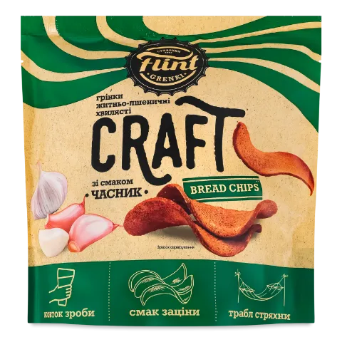 Грінки Flint Craft житньо-пшенічні зі смаком часнику