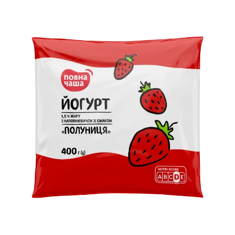 Йогурт Повна Чаша з наповнювачем полуниця 1,5% п/е