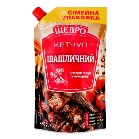 Кетчуп Щедро Шашличний з чорним перцем та коріандром д/п