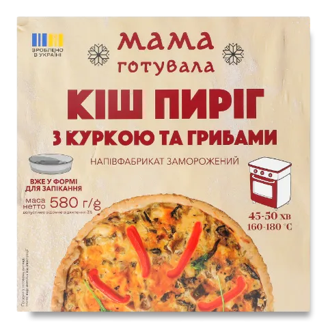 Кіш Мама готувала з куркою та грибами заморожений