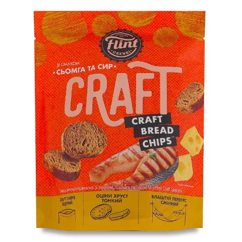 Грінки Flint Craft житньо-пшенічні зі смаком сьомги та сиру