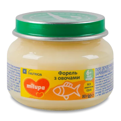 Пюре Milupa Форель з овочами для дітей від 6 місяців