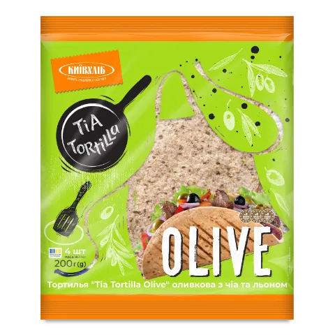 Тортилья Київхліб Tia Tortilla Olive з чіа-льоном