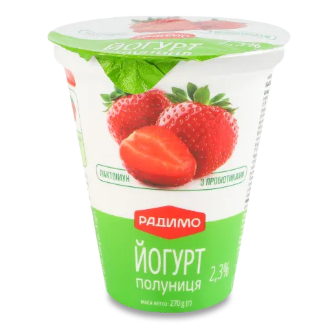 Йогурт «РадиМо» «Лактоімун» полуниця, 2,3%, стакан