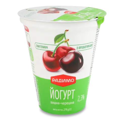 Йогурт «РадиМо» «Лактоімун» вишня-черешня, 2,3%, стакан