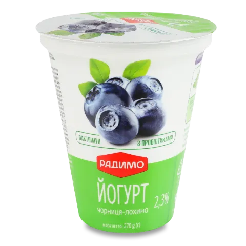 Йогурт «РадиМо» «Лактоімун» чорниця-лохина, 2,3%, стакан